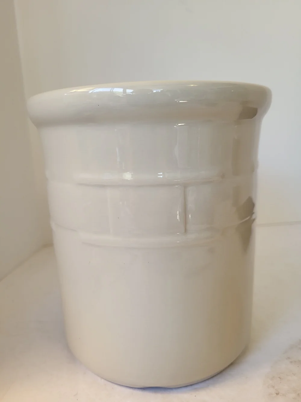Longaberger Pottery Ivory 2qt Utensil Crock Woven Traditions 7